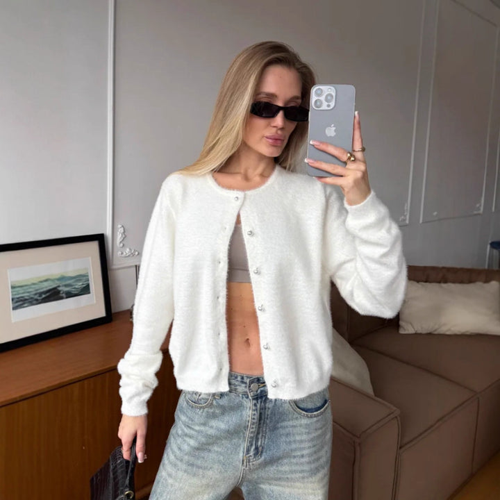 Damen Kuschelige Strickjacke mit Knöpfen Echo Archiv