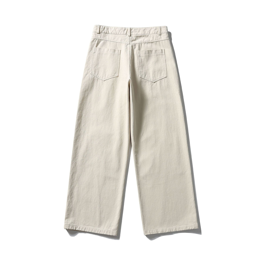 Damen Hochtaillierte weite Culotte‑Hose aus Baumwoll‑Twill mit Ziersteilnähten Echoarchiv