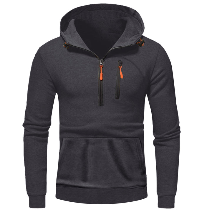 Herren moderner Kapuzenpullover mit innovativem halben Reißverschluss Echoarchiv