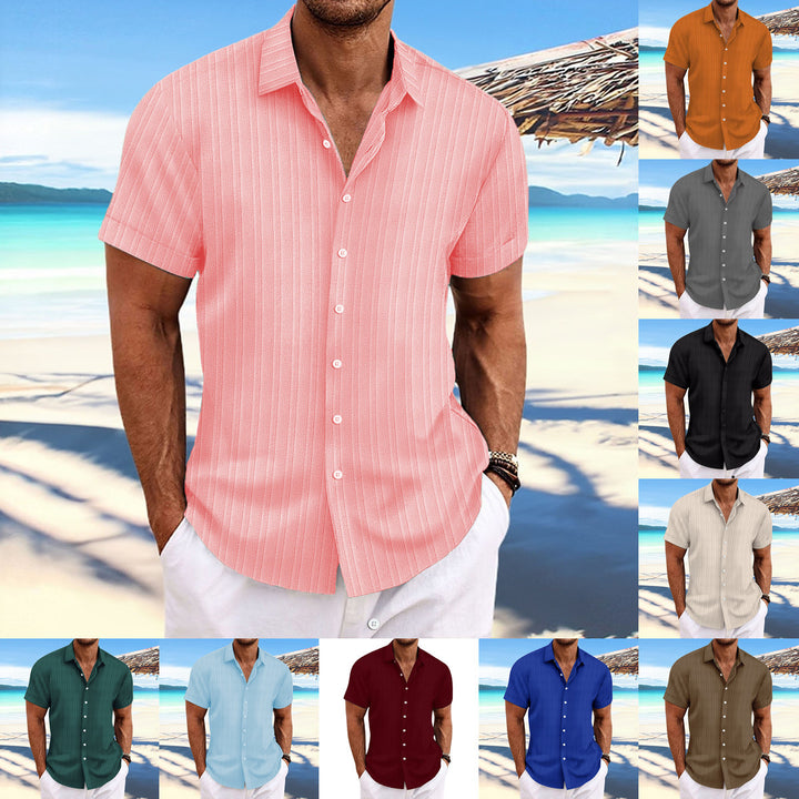Herren Kurzarm gestreiftes lässiges Button-Up Hemd Echoarchiv