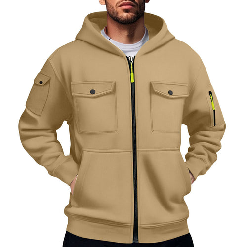 Herren praktische Kapuzenjacke mit vielseitigen Taschen Echoarchiv