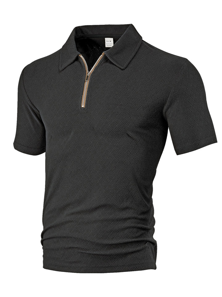 Herren Poloshirt mit innovativem Reißverschluss und strukturiertem Gewebe Echoarchiv