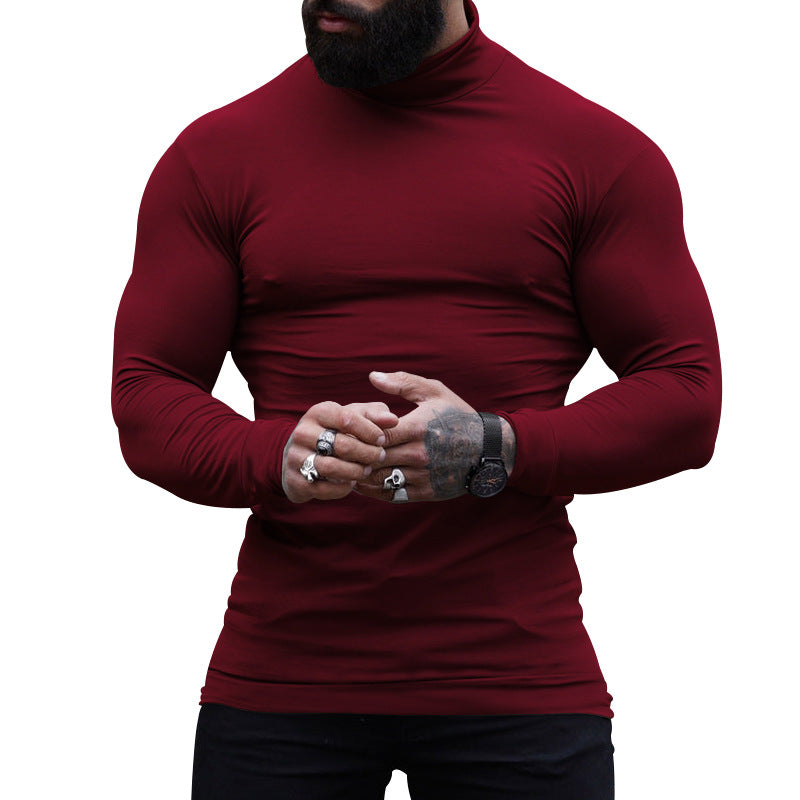 Herren langärmliges T-Shirt mit Stehkragen und figurbetonter Passform Echoarchiv