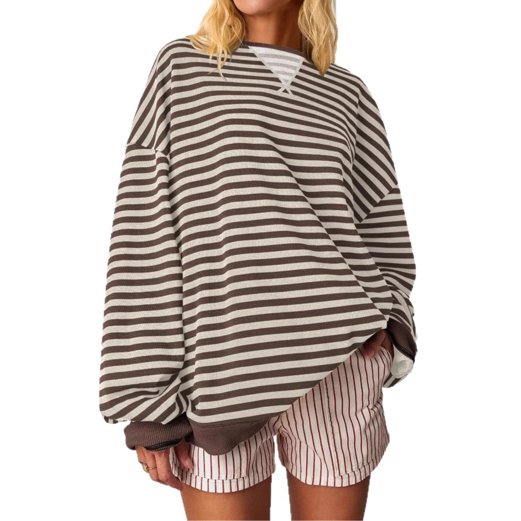 Damen Oversized gestreifter Sweatshirt – Mavelle