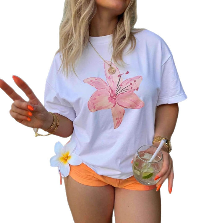 Damen T-Shirt mit floralem Aquarell-Design und entspannter Passform Echo Archiv