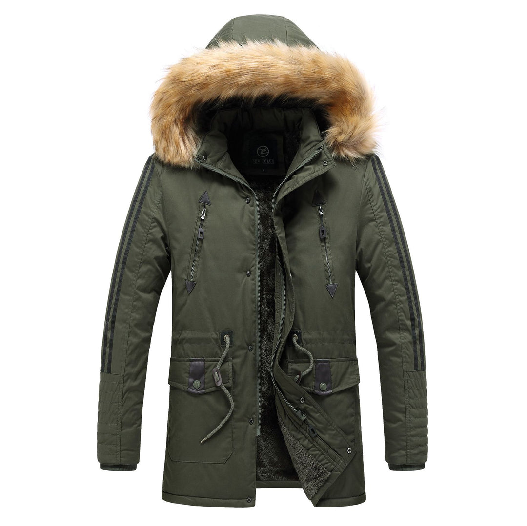 Herren Moderne Parkajacke mit abnehmbarem Kunstfellkragen Echo Archiv