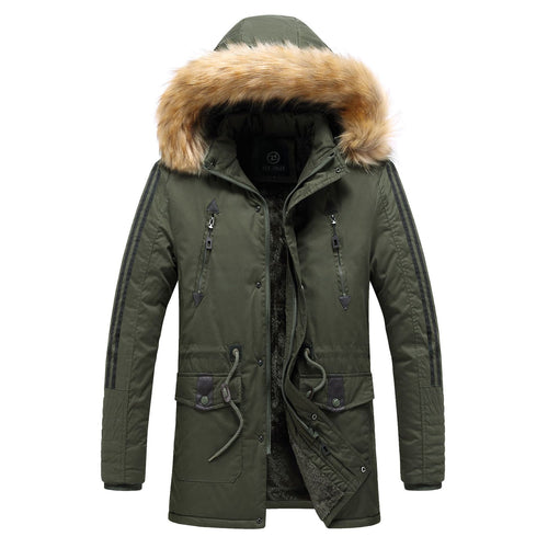 Herren Moderne Parkajacke mit abnehmbarem Kunstfellkragen Echo Archiv