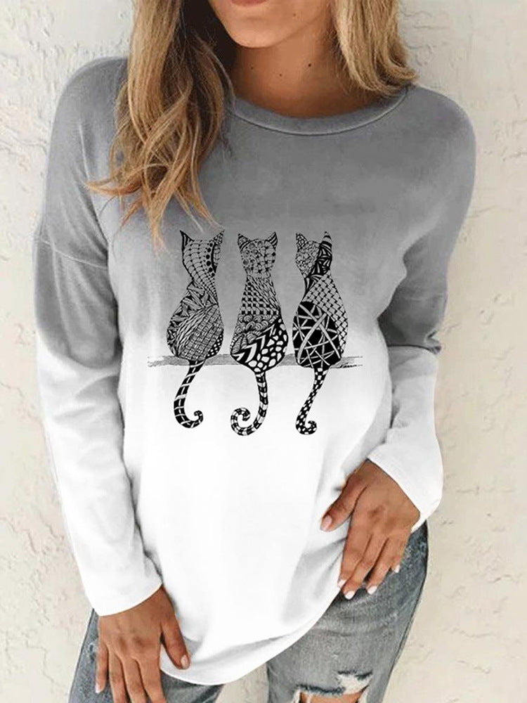 Damen Langärmeliges Oversize-Sweatshirt mit abstraktem Aquarell-Mosaikprint – Avérine