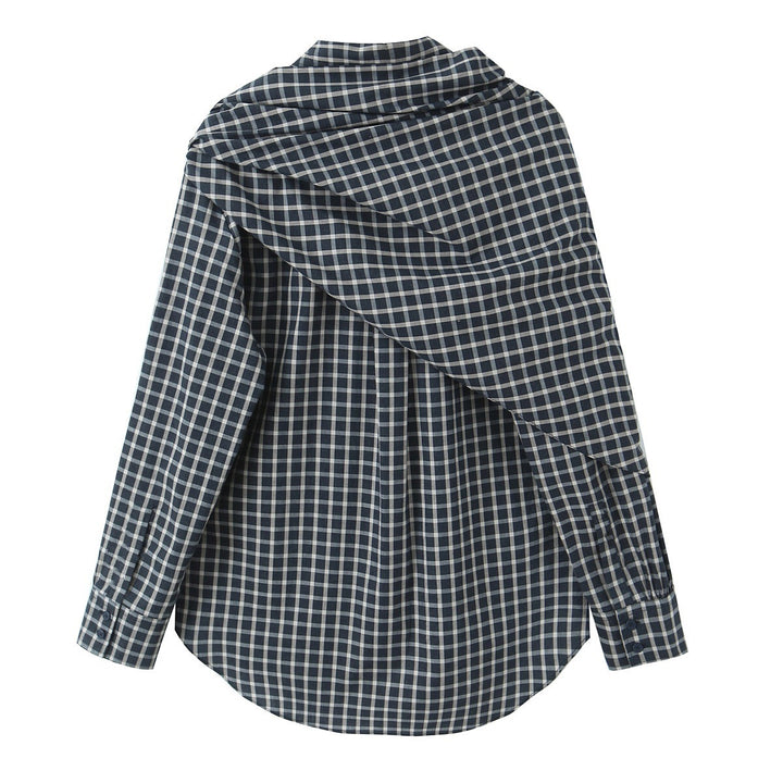Damen Kariertes Hemdblusen-Shirt mit asymmetrischem Tuchdetail Echo Archiv