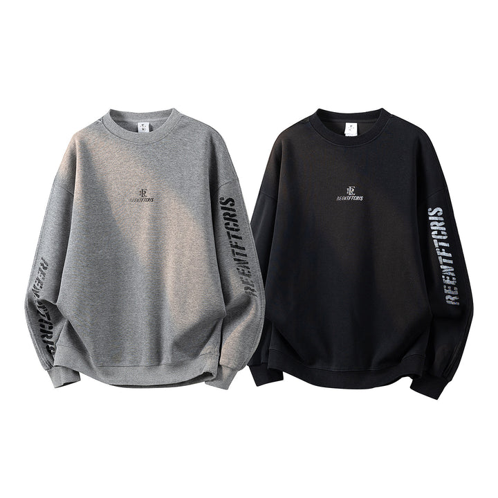 Damen Oversize-Sweatshirt mit gesticktem Schriftzug, abgerundetem Saum & überschnittener Schulter Echoarchiv