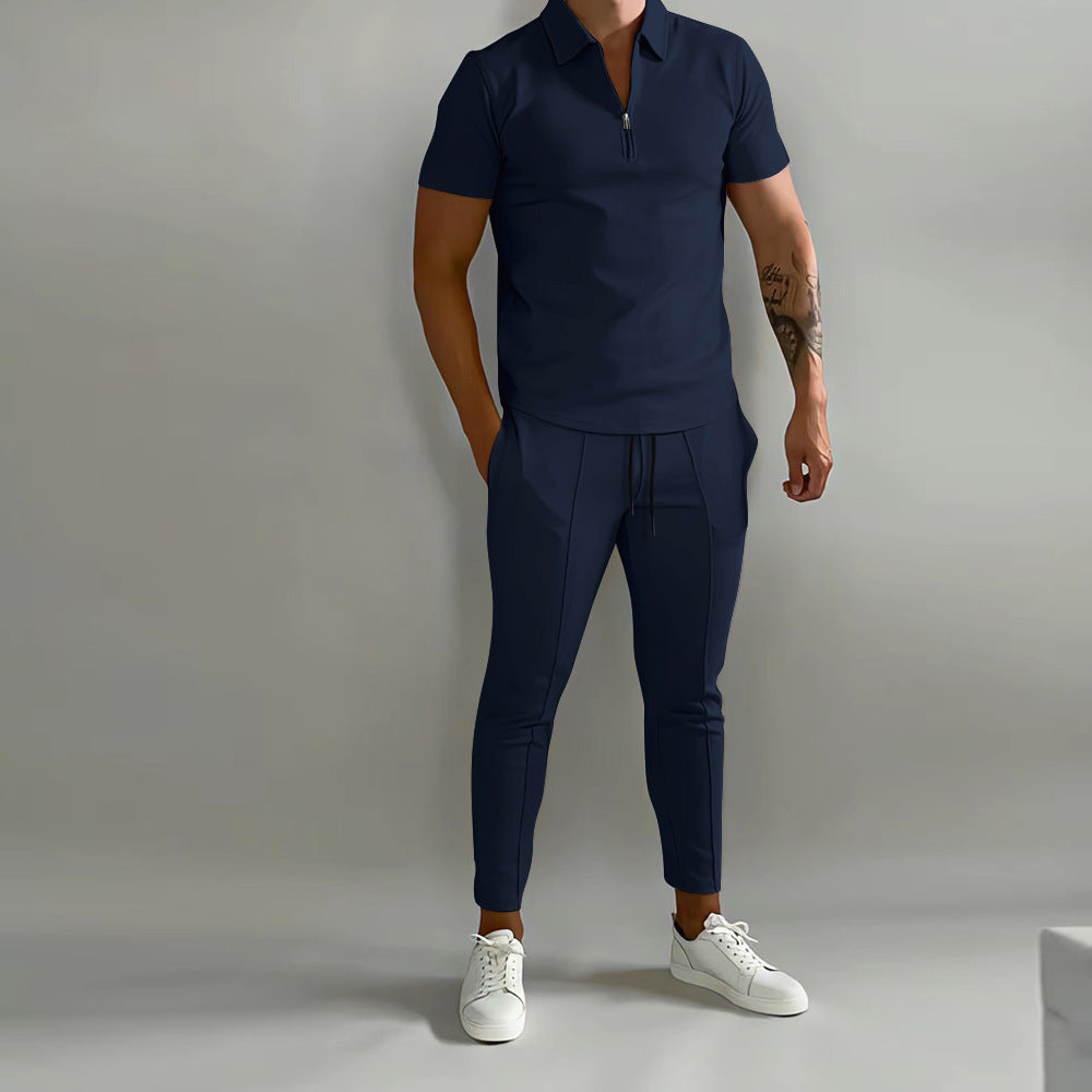 Herren hochwertiges Freizeit-Set mit kurzem Reißverschluss und stylischen Akzenten Echoarchiv