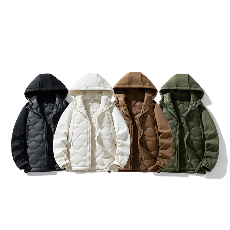 Herren Gefütterte Hybrid-Steppjacke mit Kapuze und Fleeceärmeln Echo Archiv