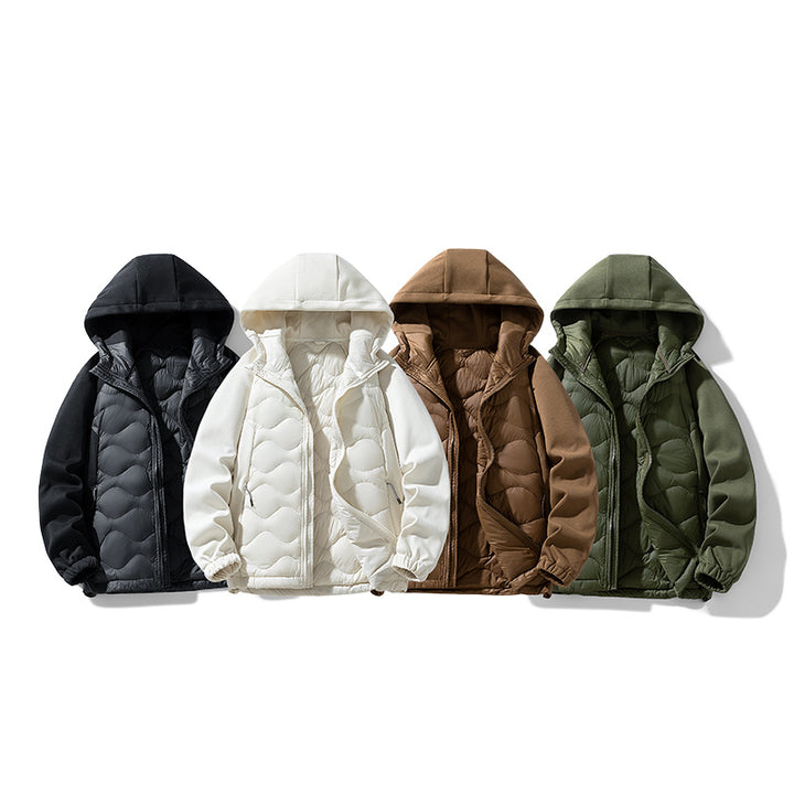 Herren Gefütterte Hybrid-Steppjacke mit Kapuze und Fleeceärmeln Echo Archiv