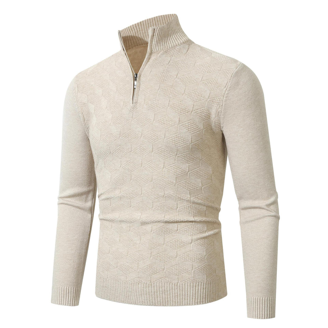 Herren modischer Strickpullover mit halbem Reißverschluss und strukturiertem Design Echoarchiv