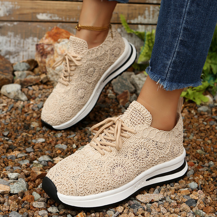 Damen  gestrickte Slip-On Plateau-Sneaker mit atmungsaktivem Obermaterial und gepolstertem Komfortfußbett Echo Archiv
