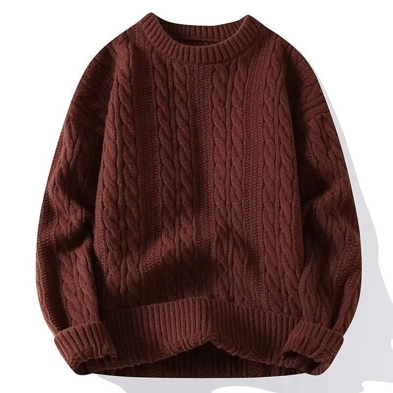 Herren Strickpullover mit strukturiertem Zopfmuster und rundem Halsausschnitt Echoarchiv