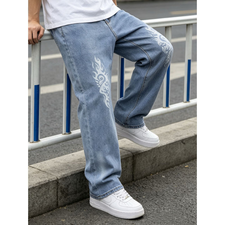 Herren Modische Loose-Fit Jeans mit einzigartigen Grafiken Echoarchiv