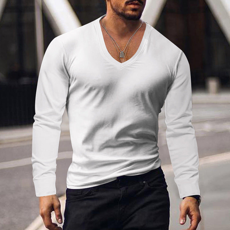 Herren V-Ausschnitt Langarmshirt aus atmungsaktivem Baumwollmix Echoarchiv