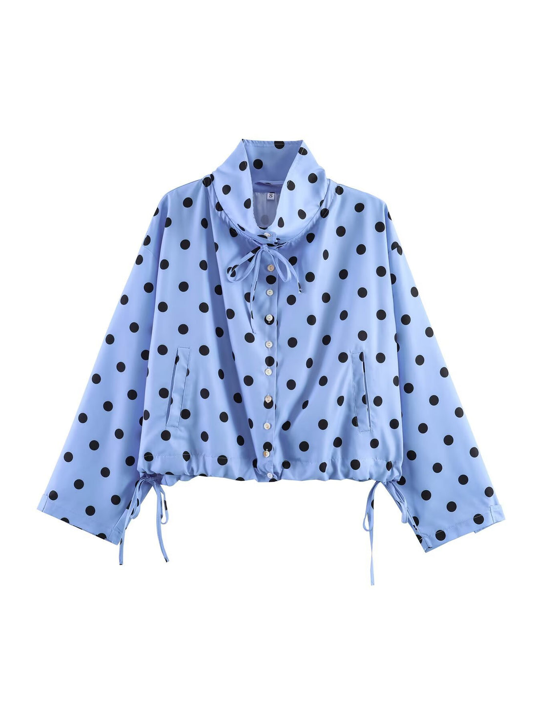 Damen Leichte Hemdbluse mit Polka‑Dot, femininem Puffärmel und durchgehender Knopfleiste Echoarchiv