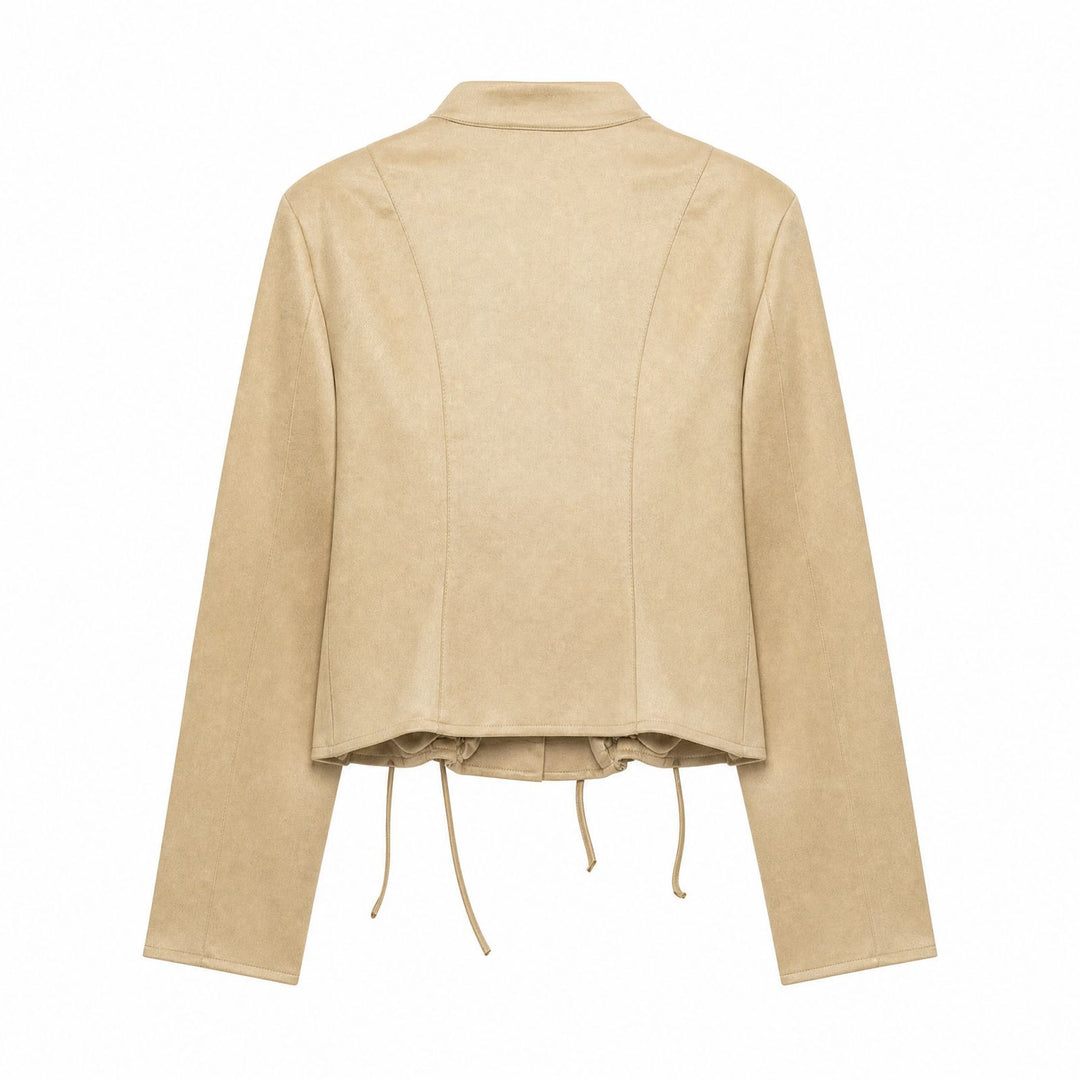Damen Veloursleder-Kurzjacke mit Schnürung und Stehkragen Echo Archiv