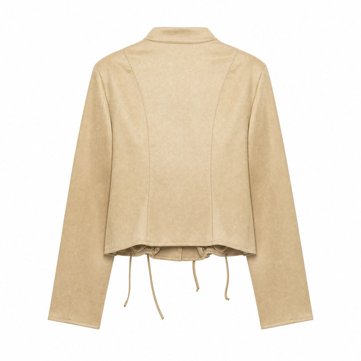 Damen Veloursleder-Kurzjacke mit Schnürung und Stehkragen Echo Archiv