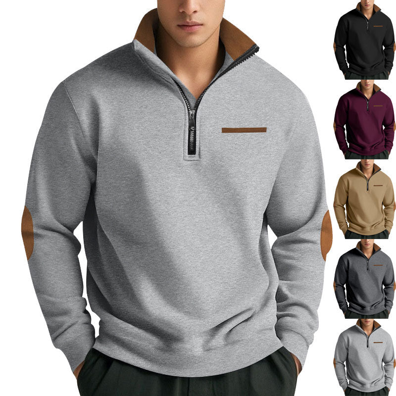 Herren Hochwertiges Sweatshirt mit Stehkragen und Reißverschluss Echoarchiv