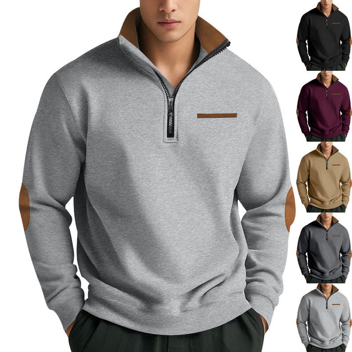 Herren Hochwertiges Sweatshirt mit Stehkragen und Reißverschluss Echoarchiv