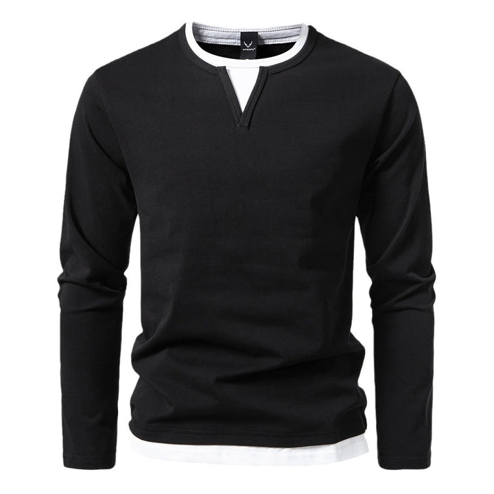 Herren Langarmshirt mit modernem V-Ausschnitt und coolen Layering-Details Echoarchiv