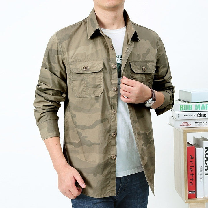 Herren nan militärisch inspiriertes Overshirt aus Baumwollmix mit Tarnmuster, Klappbrusttaschen und regular fit Echo Archiv