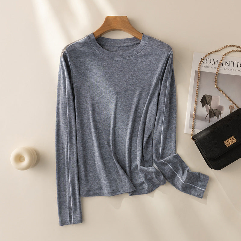 Damen Feines Langarm-Feinstrickshirt mit Kontrastpaspel an den Ärmeln Echo Archiv