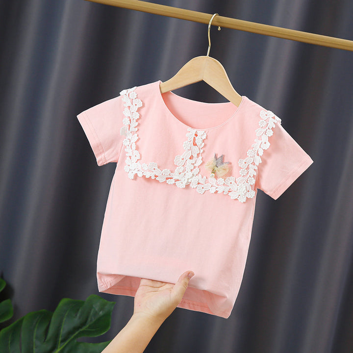 Mädchen T-Shirt mit eleganter Spitzenverzierung Echo Archiv