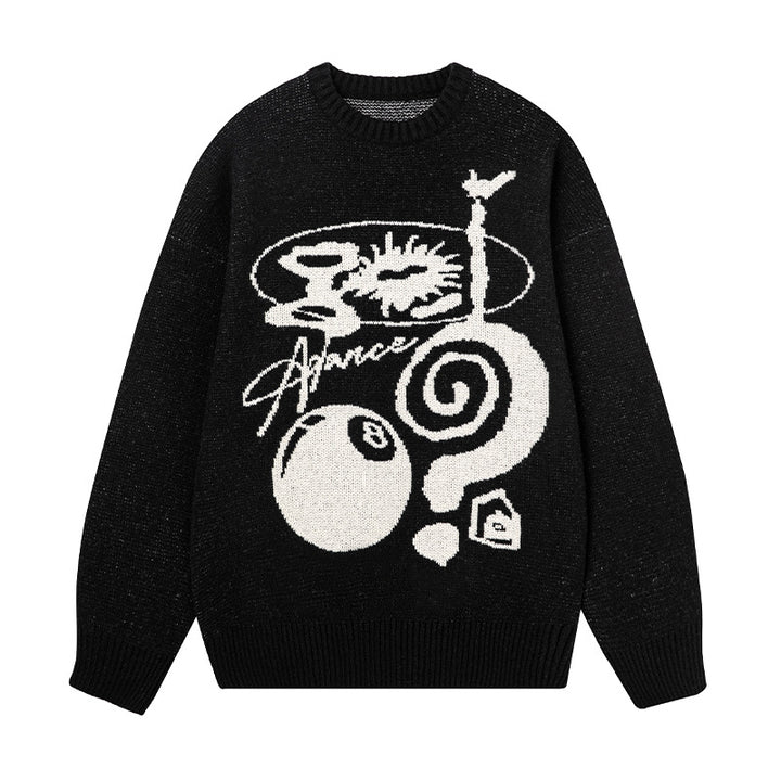 Unisex Oversize Strickpullover mit Kontrastintarsien und Rundhalsausschnitt Echo Archiv