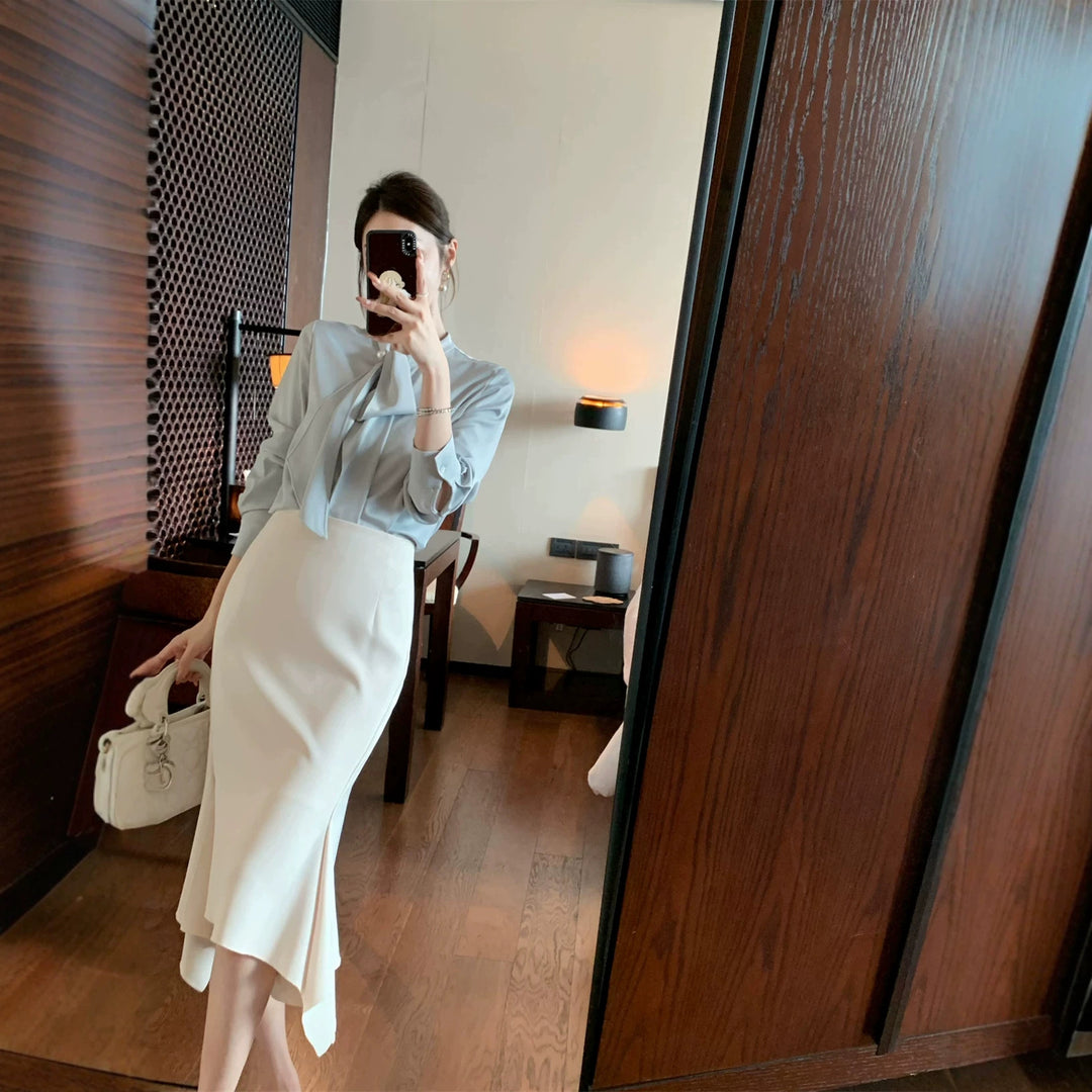 Damen Elegante Bluse mit Schleifendetail Echoarchiv