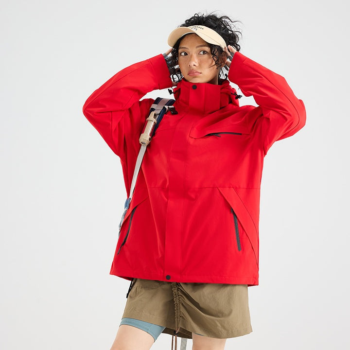 Herren Wasserdichte Outdoor-Softshelljacke mit Kapuze, hohem Stehkragen & Reißverschlusstaschen Echoarchiv