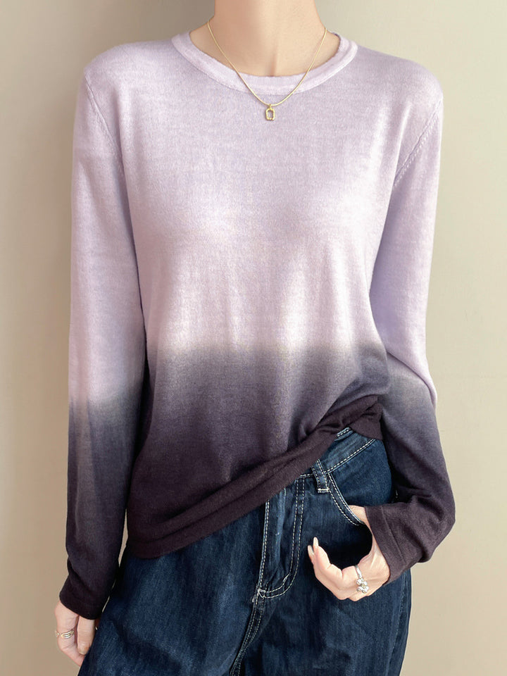 Damen Leichter Verlauf-Feinstrickpullover mit Rundhalsausschnitt und lockerer Passform Echoarchiv