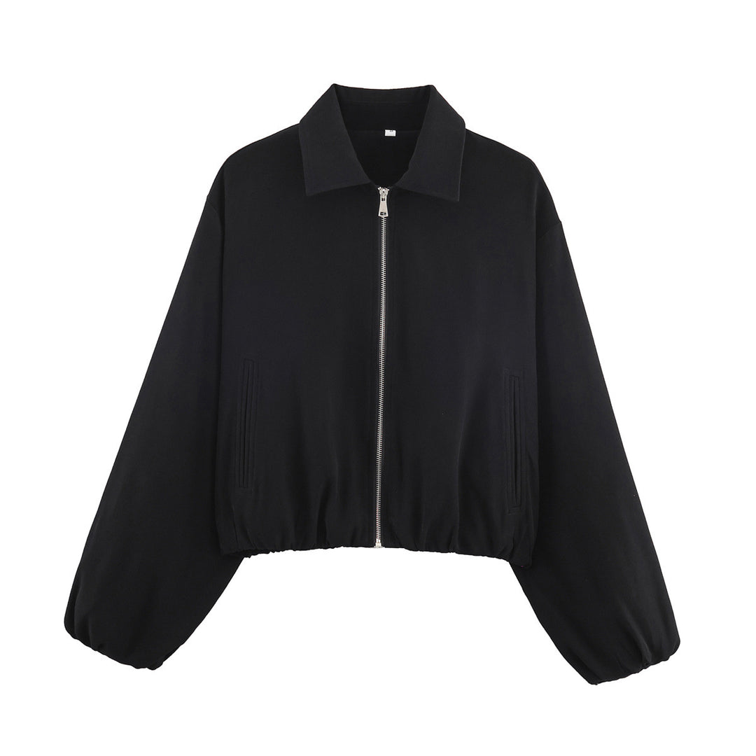 Damen Kurzjacke im Harrington‑Stil mit Polka‑Dot‑Muster, Ballonärmeln und elastischem Saum Echo Archiv