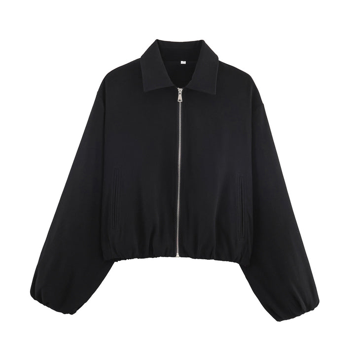 Damen Kurzjacke im Harrington‑Stil mit Polka‑Dot‑Muster, Ballonärmeln und elastischem Saum Echo Archiv
