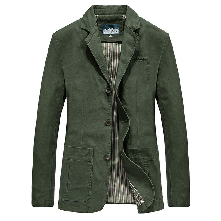 Herren nan legeres Baumwoll-Twill Sakko mit aufgesetzten Taschen und gestreiftem Innenfutter Echo Archiv