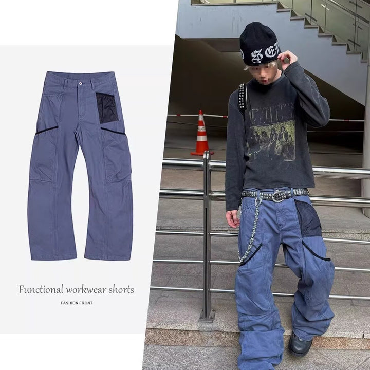Damen Utility-Cargo-Hose mit weitem Bein, Mehrfach‑Taschen & Mesh‑Einsatz Echoarchiv