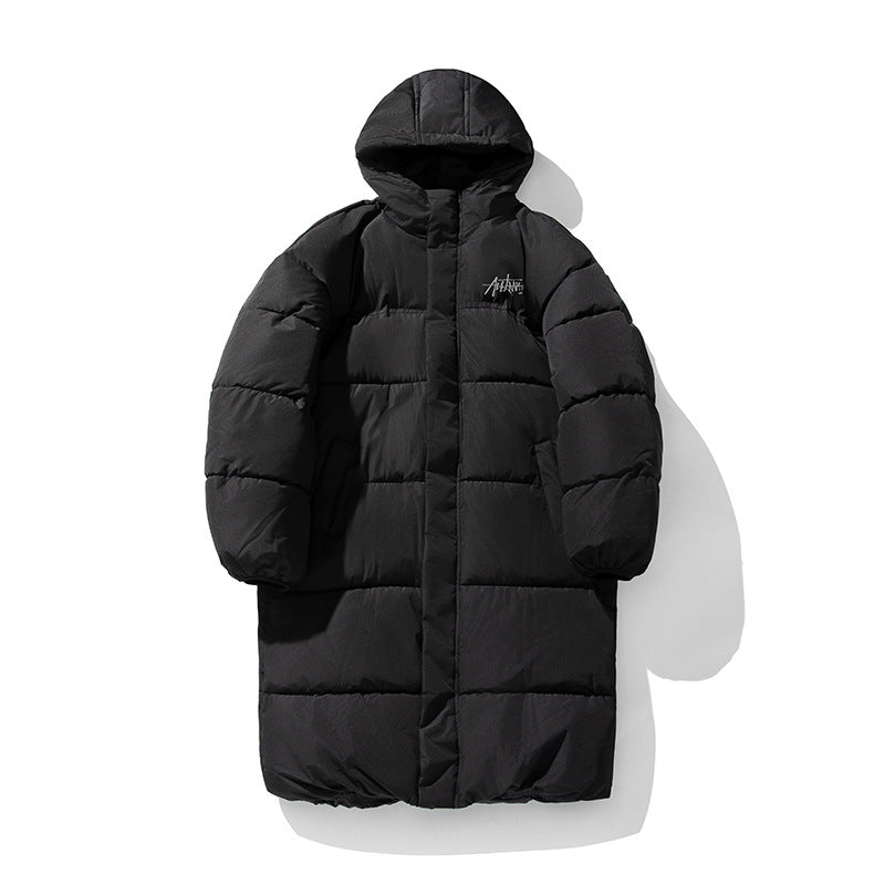 Unisex Langer Boxy‑Steppmantel mit Kapuze, Thermoisolierung und verstellbarem Saum Echo Archiv