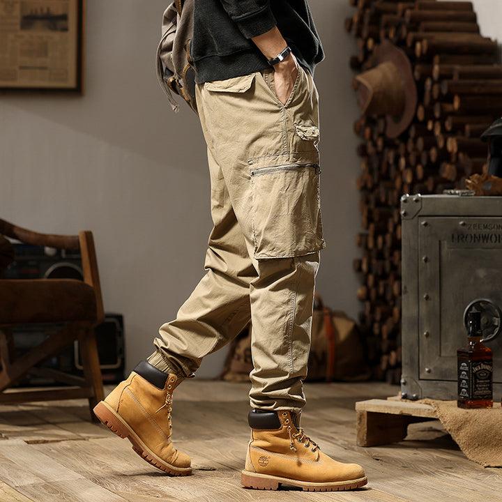 Herren Utility-Cargo-Jogger aus robustem Baumwoll-Twill mit elastischem Komfortbund, Multifach‑Taschen und Reißverschluss-Beintasche Echo Archiv
