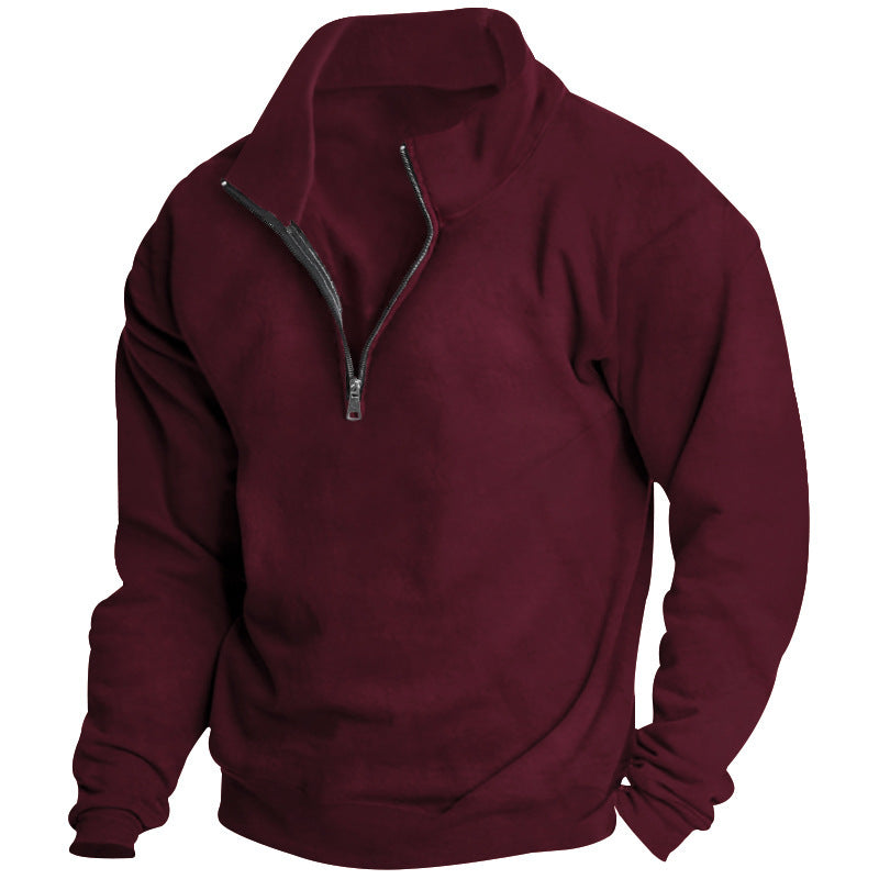 Herren stylischer Fleece-Pullover mit hohem Stehkragen und Reißverschluss Echoarchiv