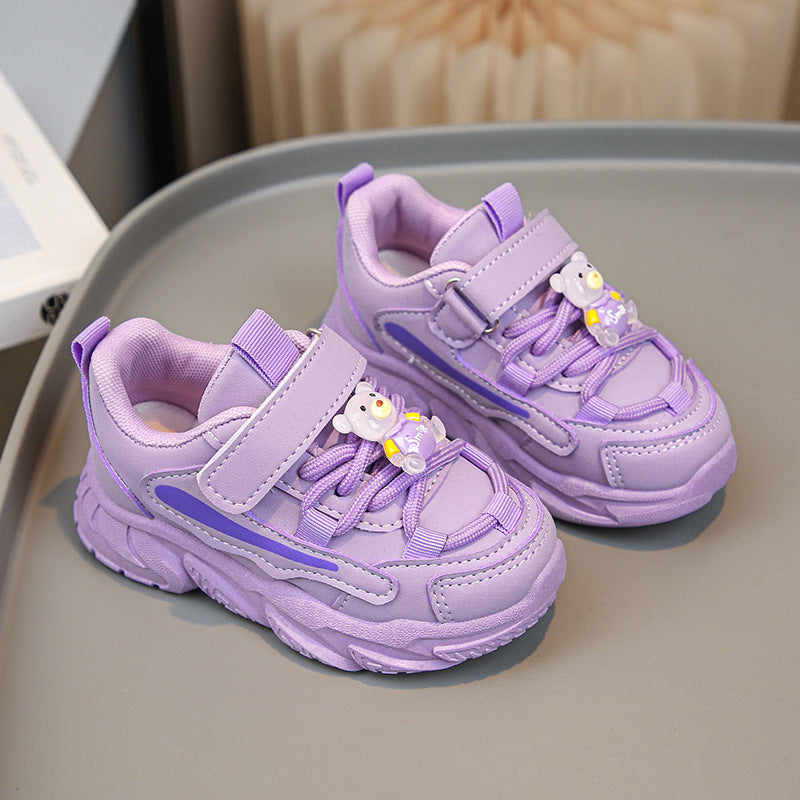Damen Sportliche Kinder Sneakers mit praktischem Klettverschluss und tierischen Applikationen Echo Archiv