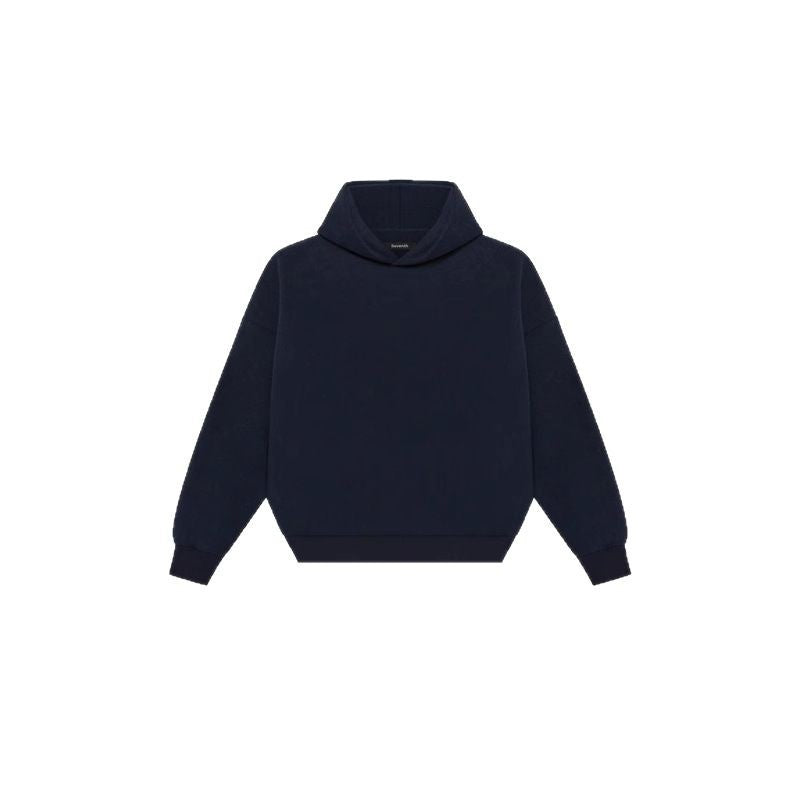 Unisex minimalistischer Kapuzenpullover ohne Kängurutasche mit überschnittener Schulter und geripptem Saum Echo Archiv