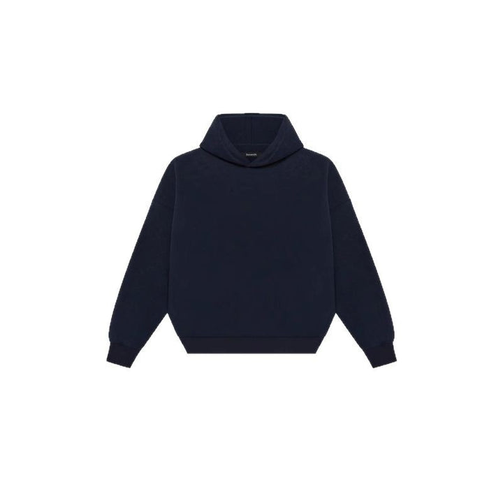Unisex minimalistischer Kapuzenpullover ohne Kängurutasche mit überschnittener Schulter und geripptem Saum Echo Archiv