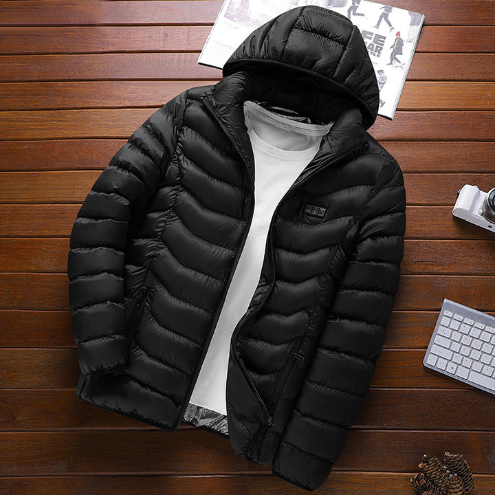 Herren Ultraleichte gesteppte Daunenjacke mit Kapuze, windabweisender Außenhaut und Packfunktion Echo Archiv