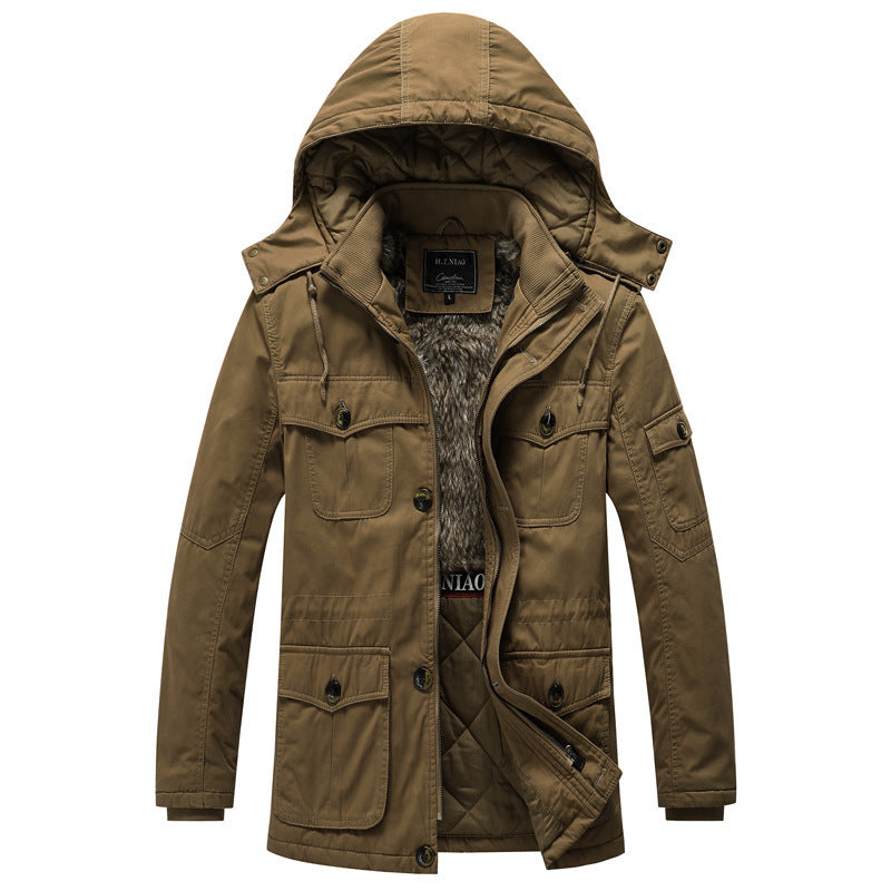 Herren Canvas-Parka mit gesteppter Thermofütterung, Kunstfell-Innenfutter und Kapuze Echoarchiv