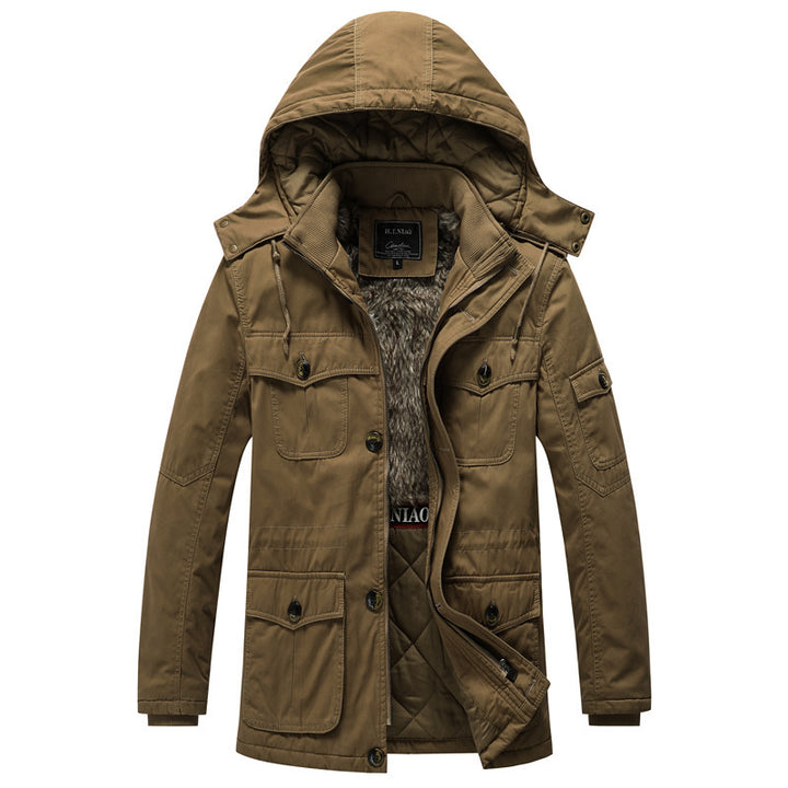 Herren Canvas-Parka mit gesteppter Thermofütterung, Kunstfell-Innenfutter und Kapuze Echoarchiv