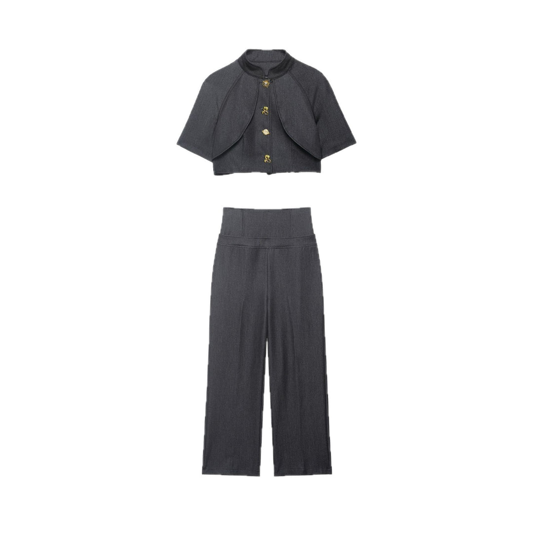 Damen Hochtaillierte Culotte-Hose mit breitem Komfortbund und weitem Bein Echoarchiv