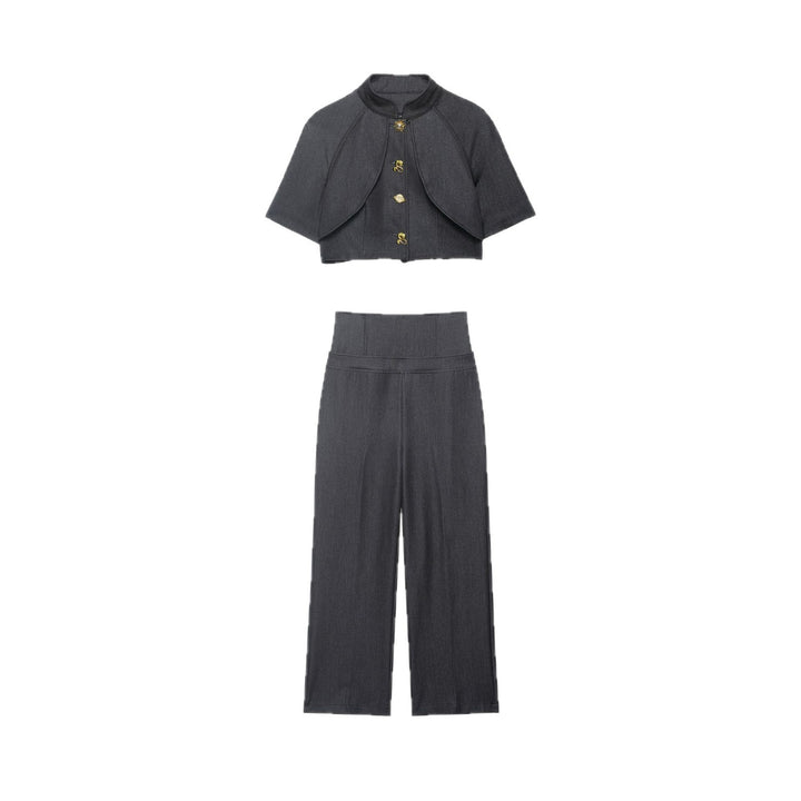 Damen Hochtaillierte Culotte-Hose mit breitem Komfortbund und weitem Bein Echoarchiv